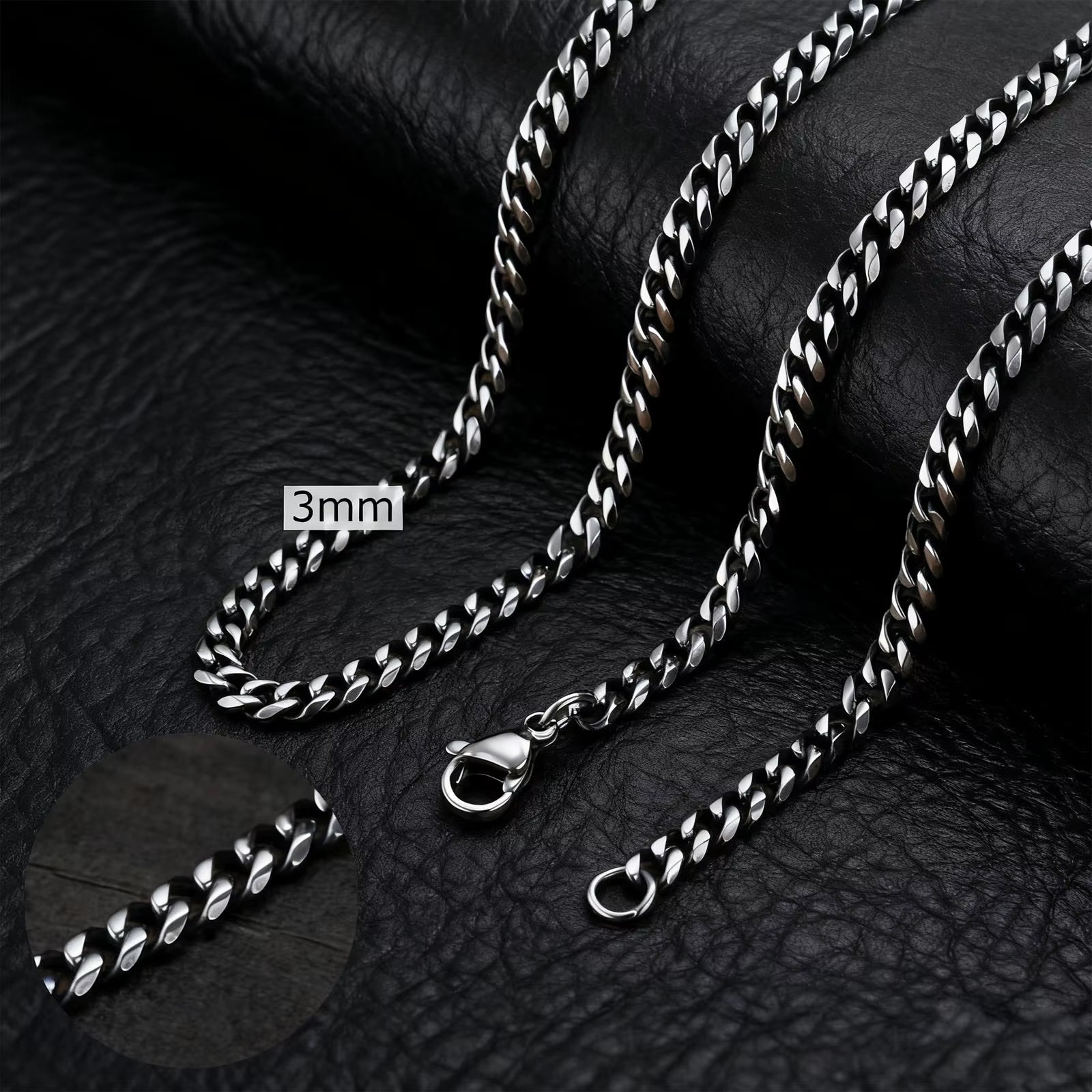 3-11MM Classic Cuban Chain Necklace for Men Women,Silver Black Gold Grey Color Stainless Steel Chains,Basic Punk Jewelry Gift