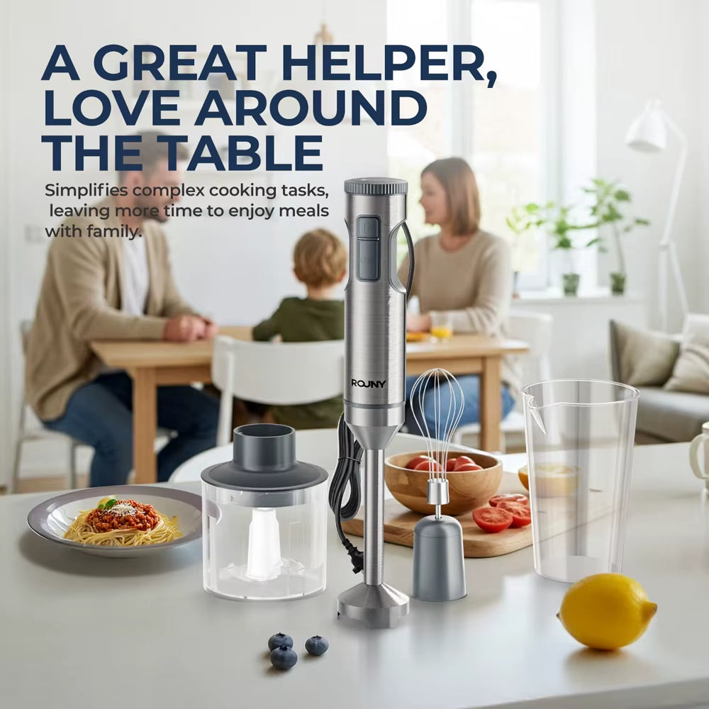 Blend Like a Pro! 🌟 Powerful 4-in-1 Hand Immersion Blender with Stainless Steel Mixer, Beaker & Whisk! 🍽️✨