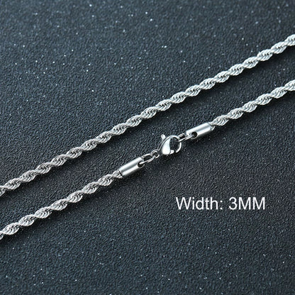 3-11MM Classic Cuban Chain Necklace for Men Women,Silver Black Gold Grey Color Stainless Steel Chains,Basic Punk Jewelry Gift