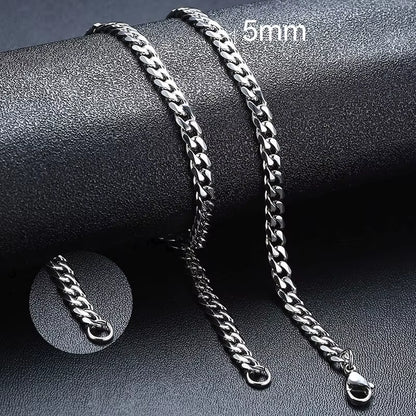 3-11MM Classic Cuban Chain Necklace for Men Women,Silver Black Gold Grey Color Stainless Steel Chains,Basic Punk Jewelry Gift