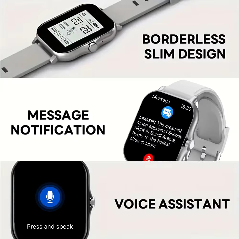LAXASFIT 2025 New Smart Watch Bluetooth Call Message Reminder Man Woman Gift Full Touch Screen Sports Fitness Smart Watch