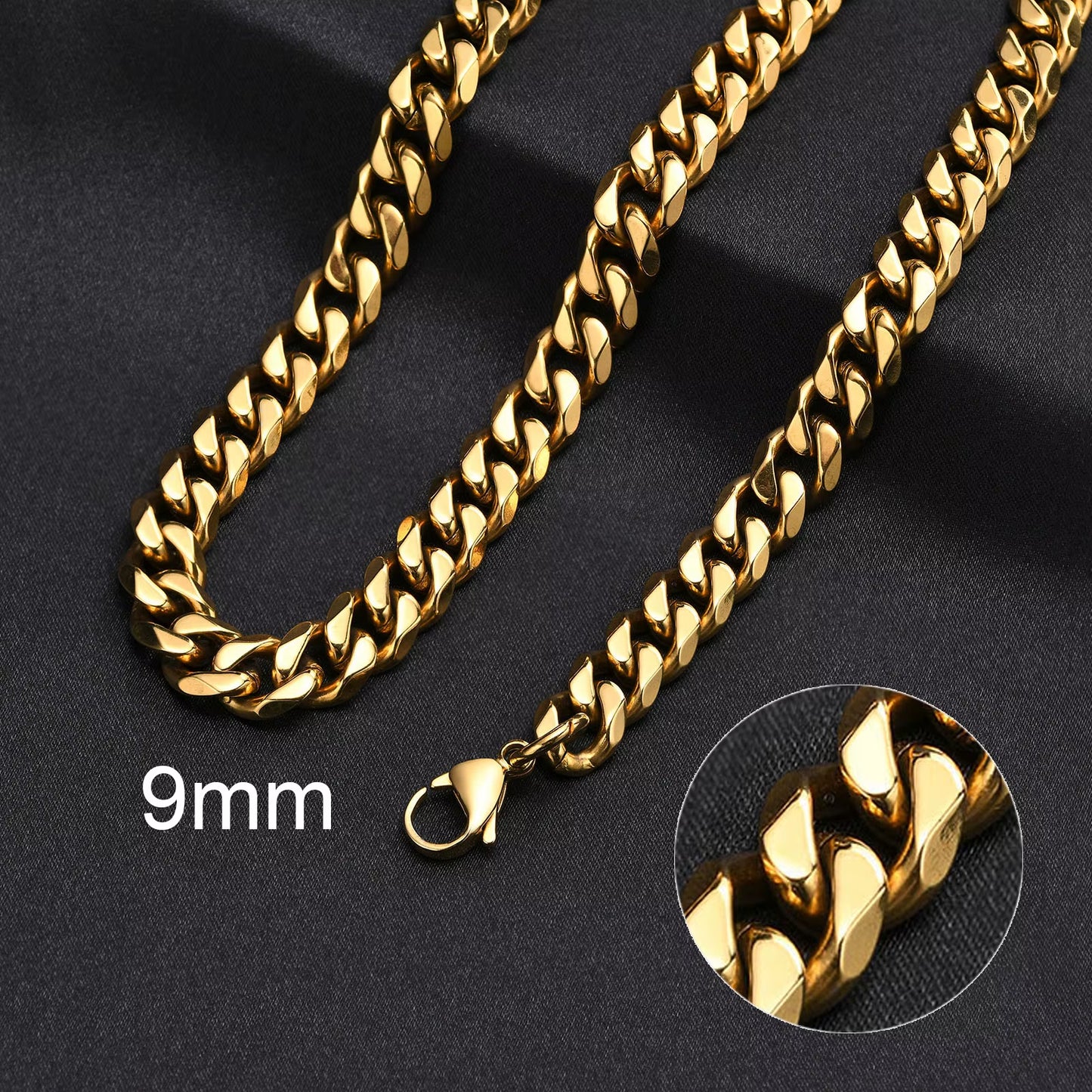 3-11MM Classic Cuban Chain Necklace for Men Women,Silver Black Gold Grey Color Stainless Steel Chains,Basic Punk Jewelry Gift