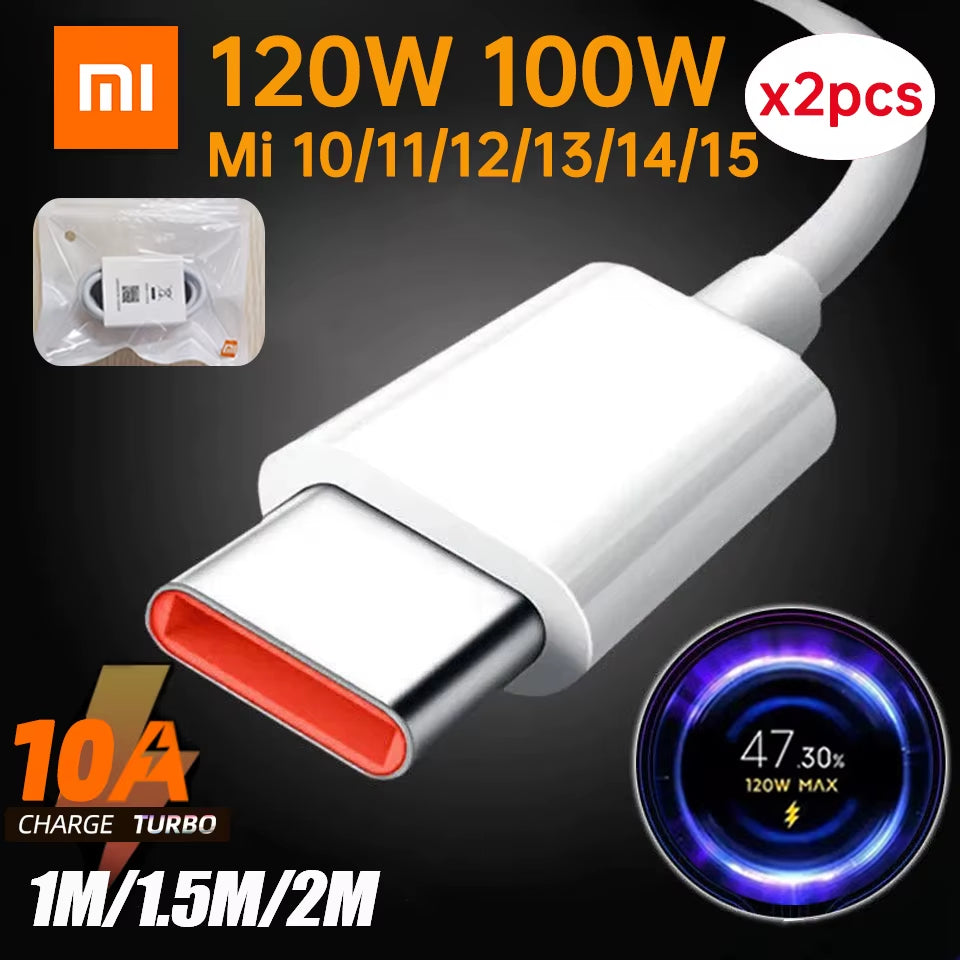 Original Usb Type C Cable 120W 90W 67W Turbo Fast Charger Mi 15 14 13 12 T Pro 11 Ultra Poco X6 X7 Redmi Note Blackshark